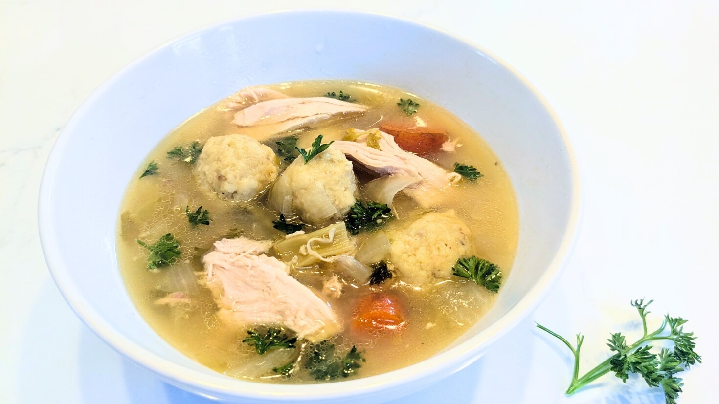 Matzo Ball Soup with Leftover Roast Chicken