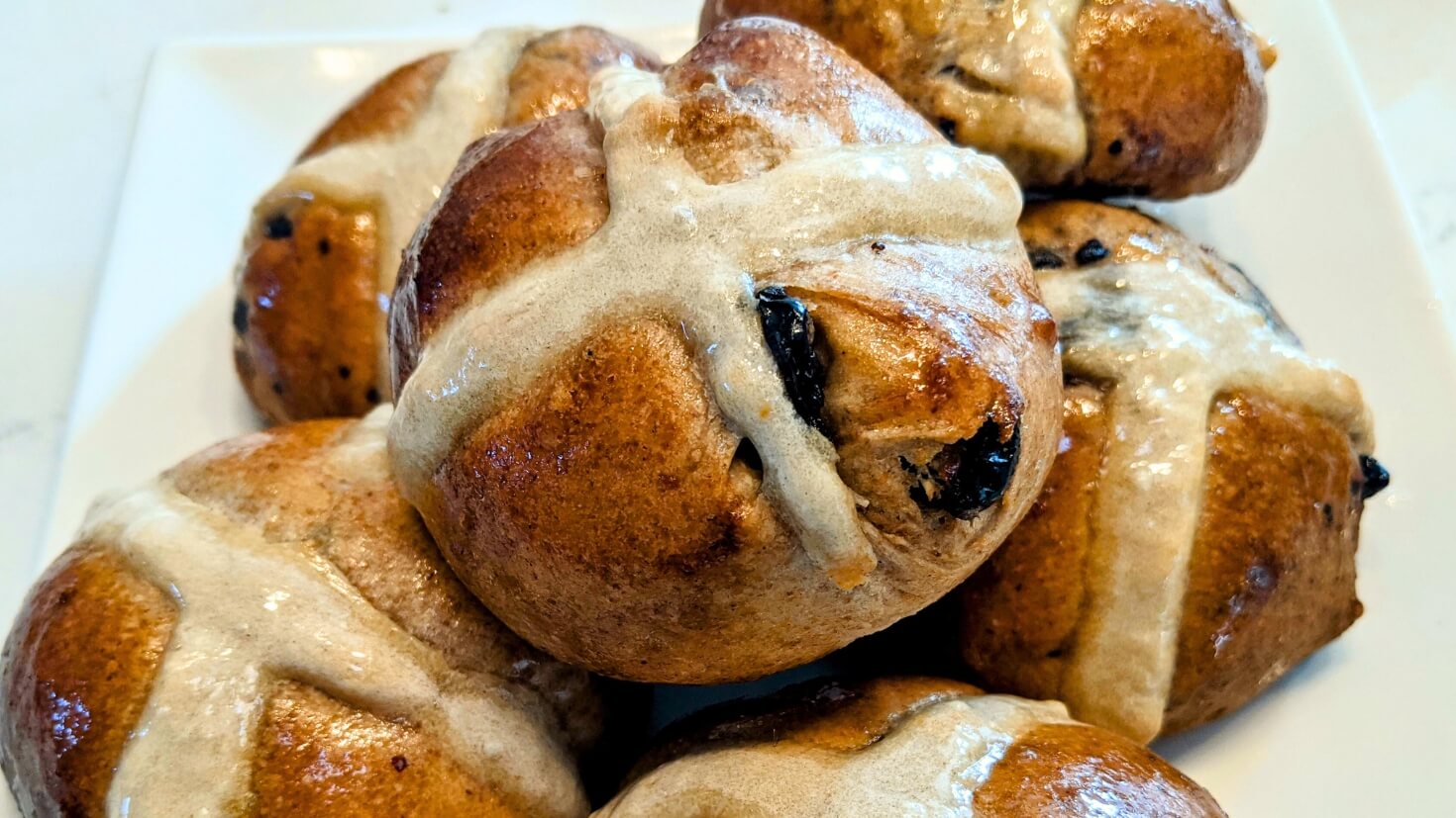 Sourdough Hot Cross Buns Two Ways: Raisins and Chocolate