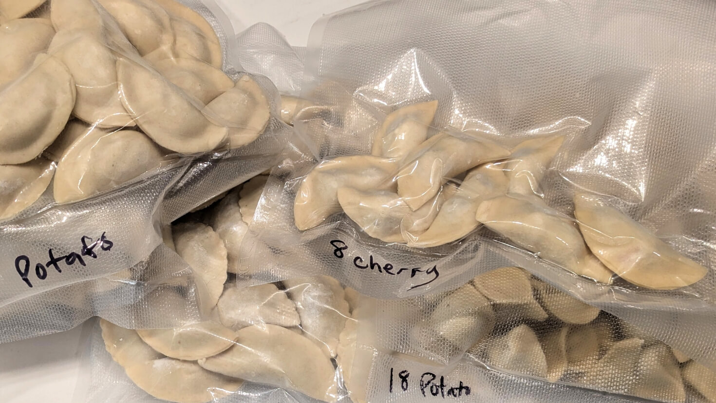 Varenyky in vacuum-sealed bags